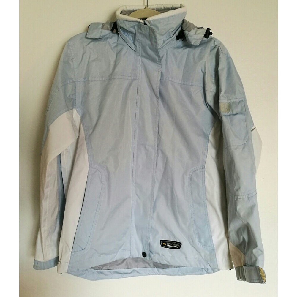 Blue Waterproof Rain Jacket Detachable Hoodie M